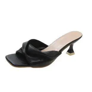 NOUVEAU RICHE Damen Twist Sandalen Mit Absatz Elegant Modern Stilvoll Schwarz