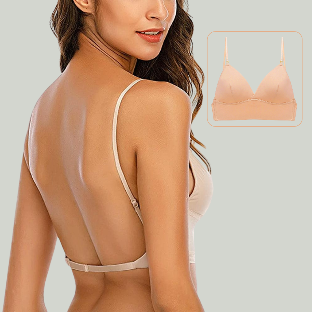 NOUVEAU RICHE Frauen Bequemer Low-Back-BH für Frauen Sicherer Sitz Beige