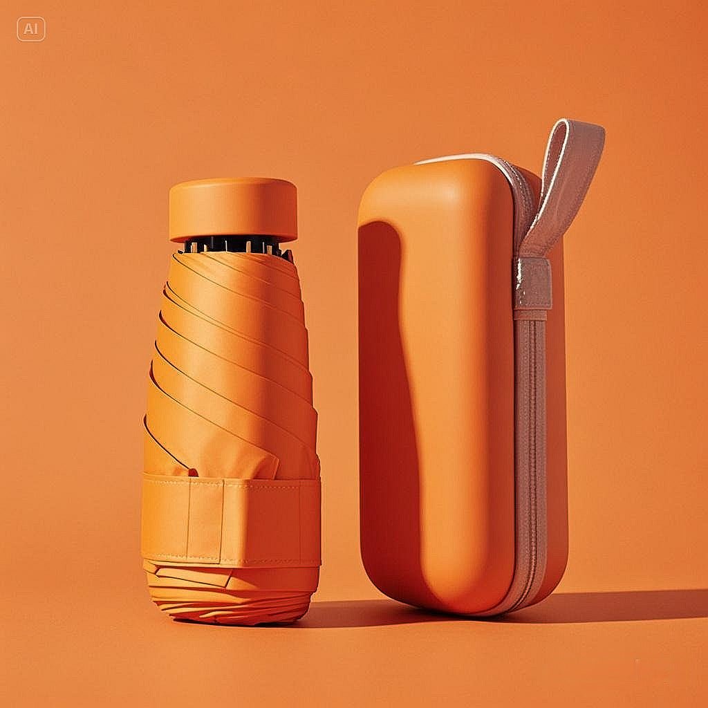 NOUVEAU RICHE ompakter Taschenschirm mit Wasserdichter Hülle - Windfester Mini Regenschirm Leicht & Faltbar für Handtasche & Reise Orange