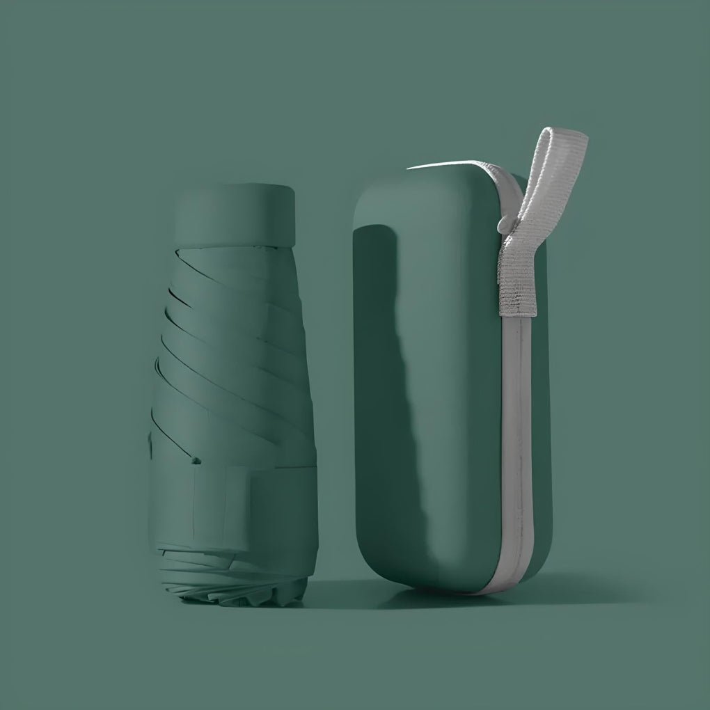 NOUVEAU RICHE ompakter Taschenschirm mit Wasserdichter Hülle - Windfester Mini Regenschirm Leicht & Faltbar für Handtasche & Reise Grün