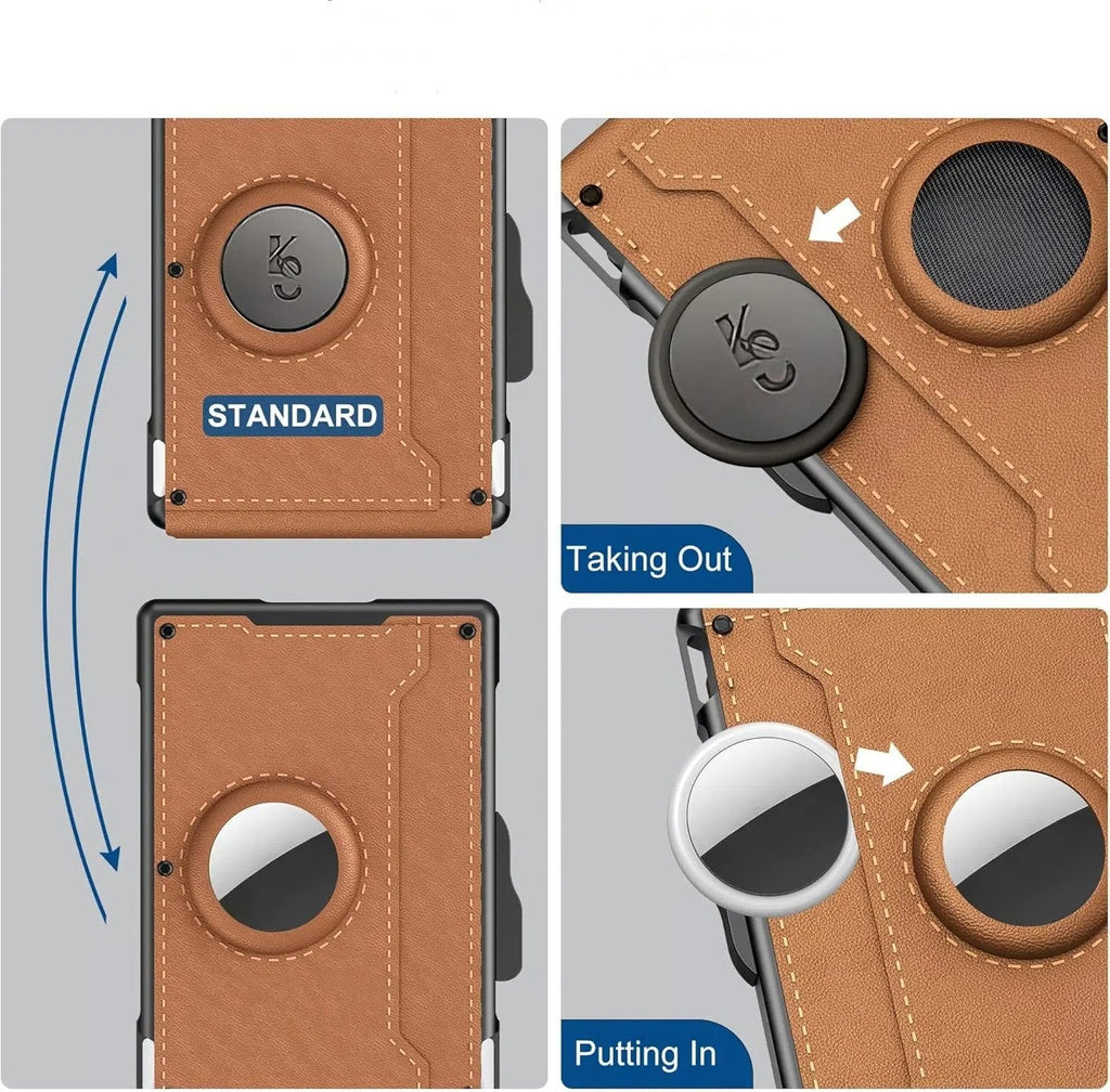 NOUVEAU RICHE Hommes | Pop-Up-Aluminium-Geldbörse mit RFID-Blockierendem Leder-Kartenfach