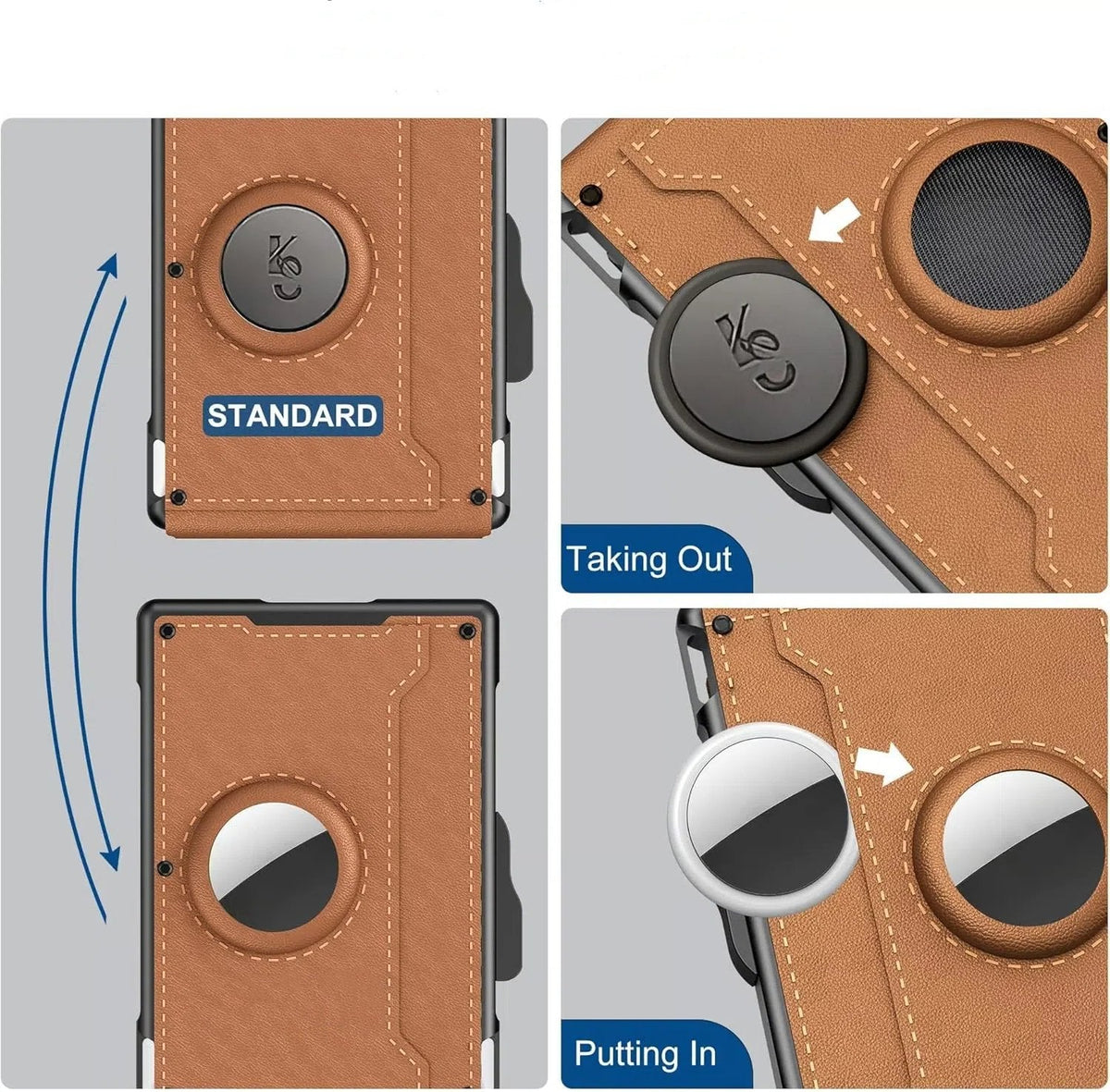 NOUVEAU RICHE Hommes | Pop-Up-Aluminium-Geldbörse mit RFID-Blockierendem Leder-Kartenfach