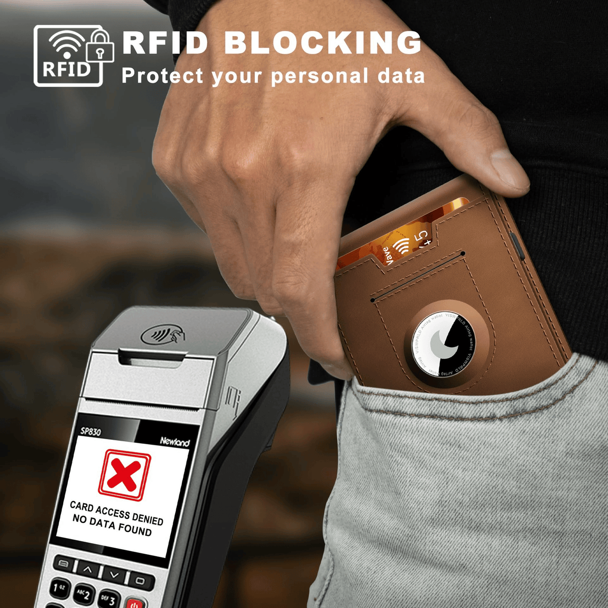 NOUVEAU RICHE Hommes | Pop-Up-Aluminium-Geldbörse mit RFID-Blockierendem Leder-Kartenfach
