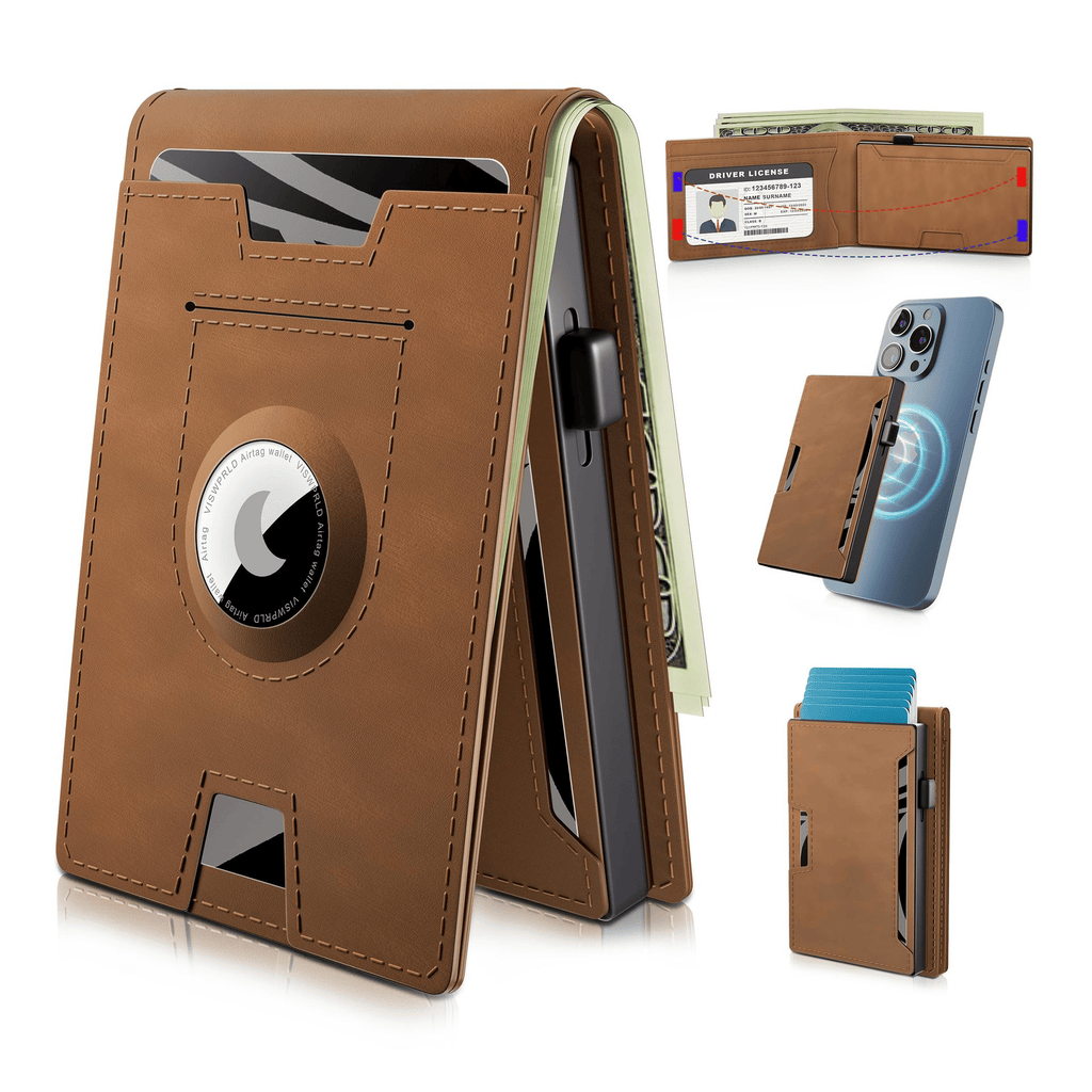 NOUVEAU RICHE Hommes | Pop-Up-Aluminium-Geldbörse mit RFID-Blockierendem Leder-Kartenfach