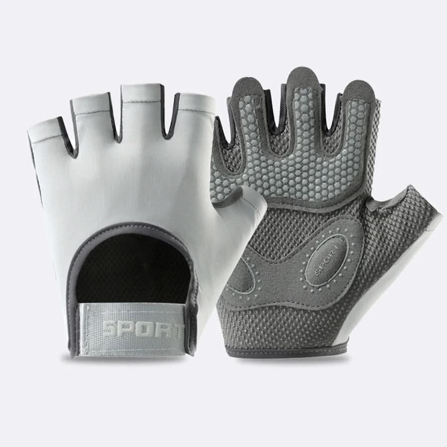 NOUVEAU RICHE Sport- und Fitnesshandschuhe – Halbfinger Trainingshandschuhe für Gym, Kettlebell & Velo, Unisex, S–L – GripMax Grau