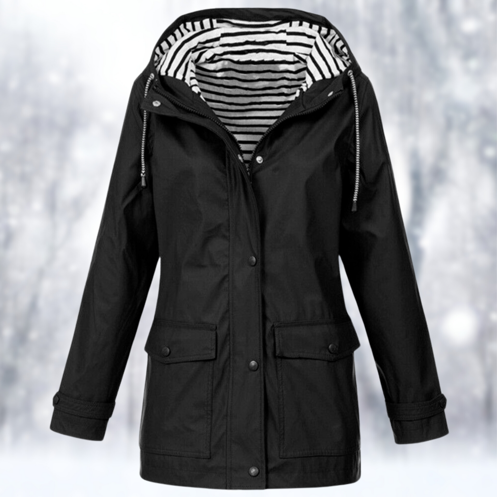 NOUVEAU RICHE Damen Wasser- und Winddichte Winterjacke Wasserfest Schwarz