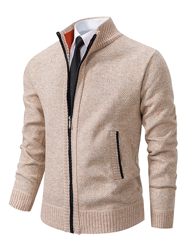 NOUVEAU RICHE Herren Zipper Strickpullover Reissverschluss Detail Italienisch Kaki