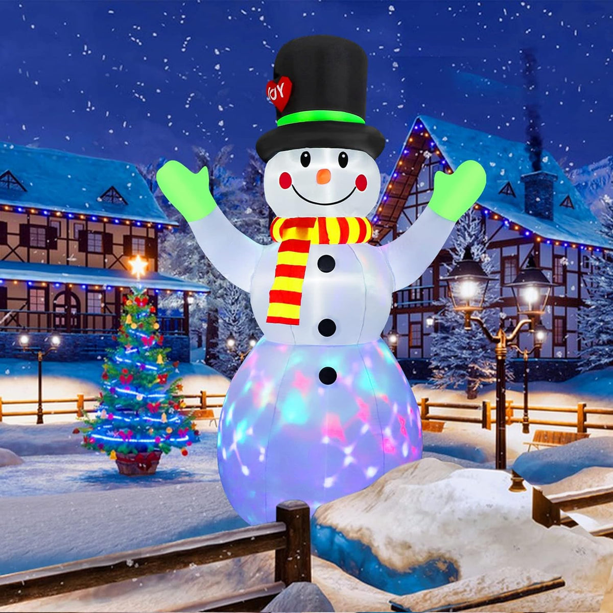 NOUVEAU RICHE Aufblasbarer Leucht-Schneemann (213 cm) – Beleuchtete Aufblasbare Weihnachtsdeko für Garten Aussen, LED – Lotte
