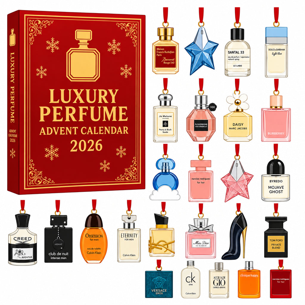 NOUVEAU RICHE Adventskalender 24 Tage im Parfümflakon-Design – Dekorativer Weihnachts-Countdown Kalender für Damen