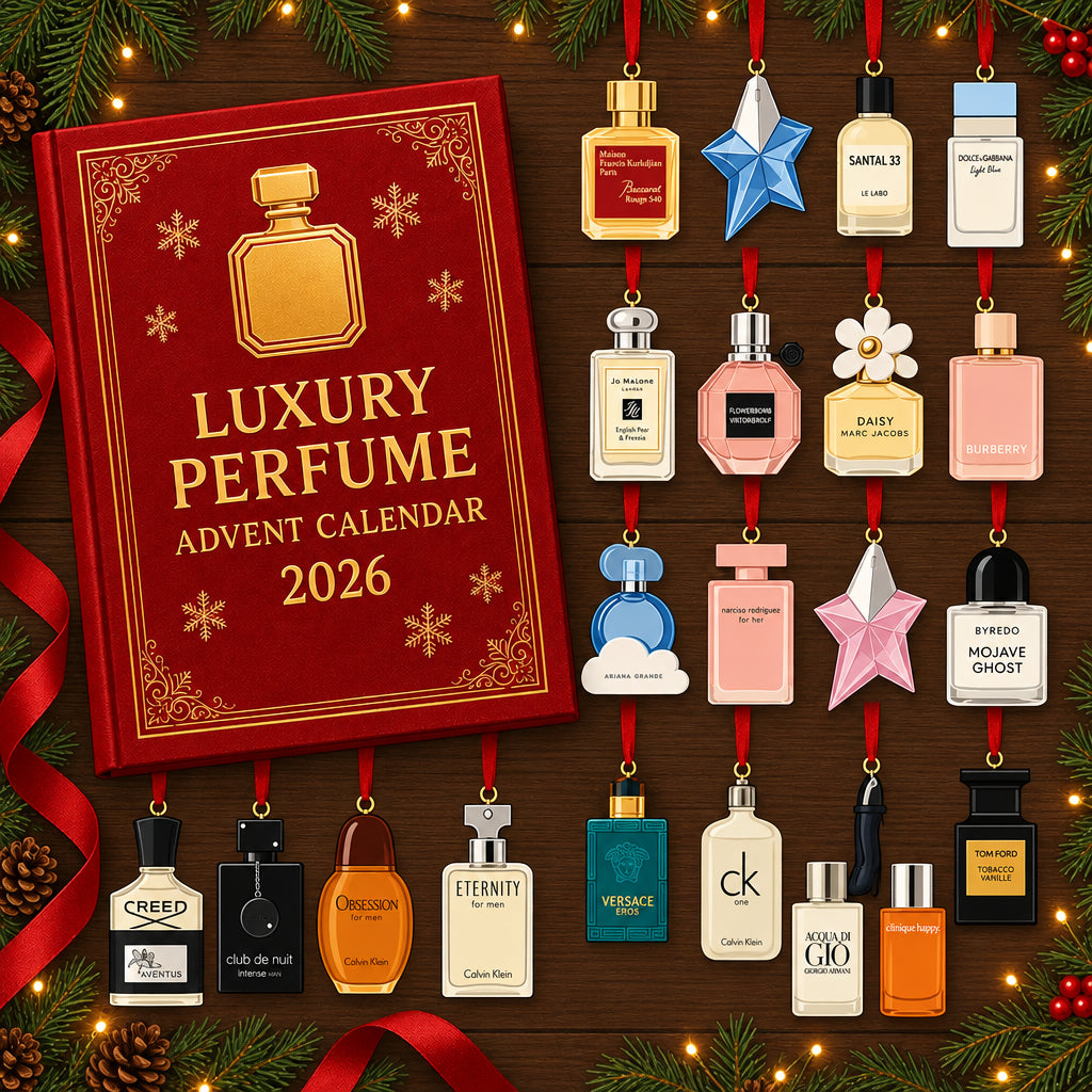 NOUVEAU RICHE Adventskalender 24 Tage im Parfümflakon-Design – Dekorativer Weihnachts-Countdown Kalender für Damen
