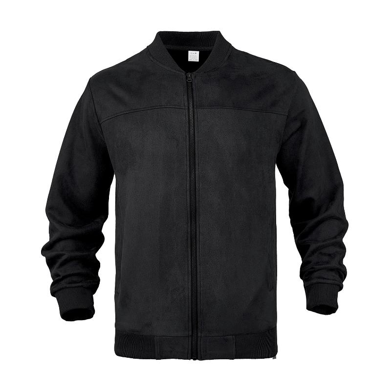 NOUVEAU RICHE Vintage Wildlederjacke für Herren mit Stehkragen für stilvolle Freizeitoutfits und besonderen Anlässe Schwarz