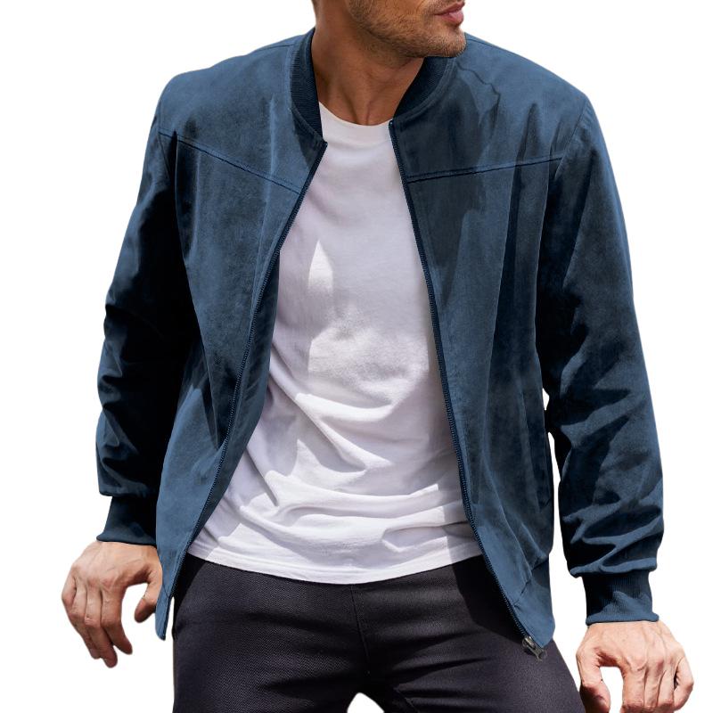 NOUVEAU RICHE Vintage Wildlederjacke für Herren mit Stehkragen für stilvolle Freizeitoutfits und besonderen Anlässe