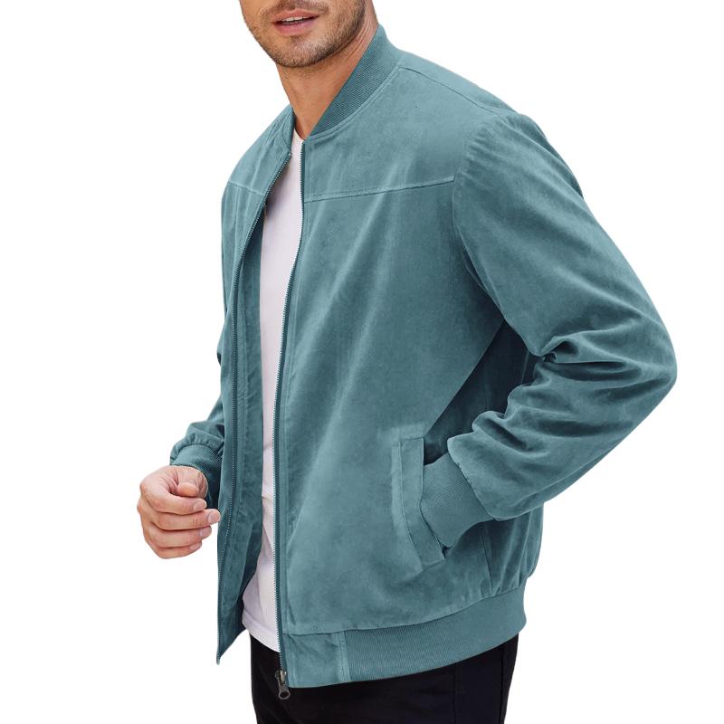 NOUVEAU RICHE Vintage Wildlederjacke für Herren mit Stehkragen für stilvolle Freizeitoutfits und besonderen Anlässe