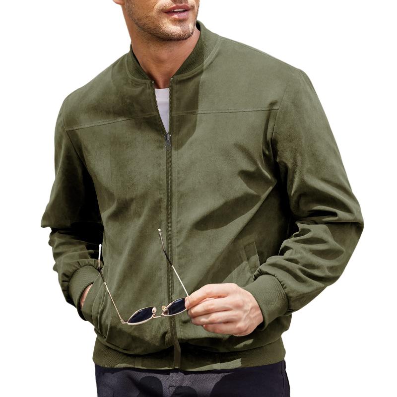 NOUVEAU RICHE Vintage Wildlederjacke für Herren mit Stehkragen für stilvolle Freizeitoutfits und besonderen Anlässe