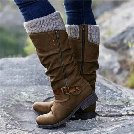 Zahara | Winterstiefel für Damen | Strickbündchen-Detail