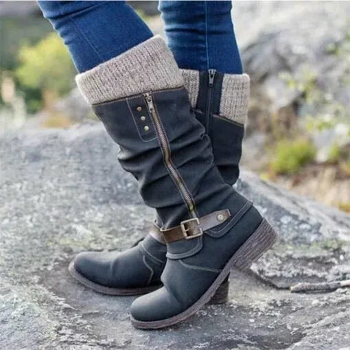 Zahara | Winterstiefel für Damen | Strickbündchen-Detail