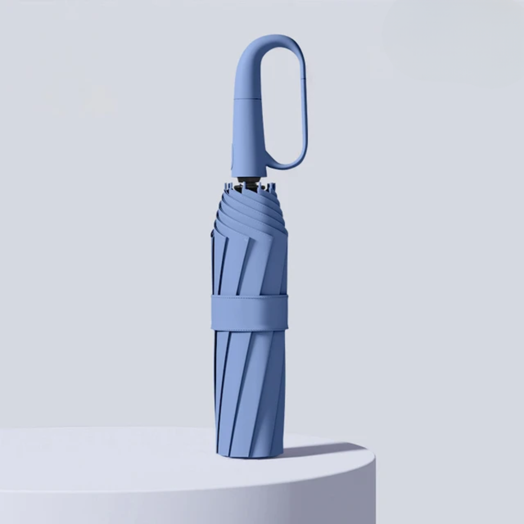 NOUVEAU RICHE Ultra windfester Regenschirm – Sturmfester Schirm mit reflektierenden Details, kompakt, 4 Farben Blau