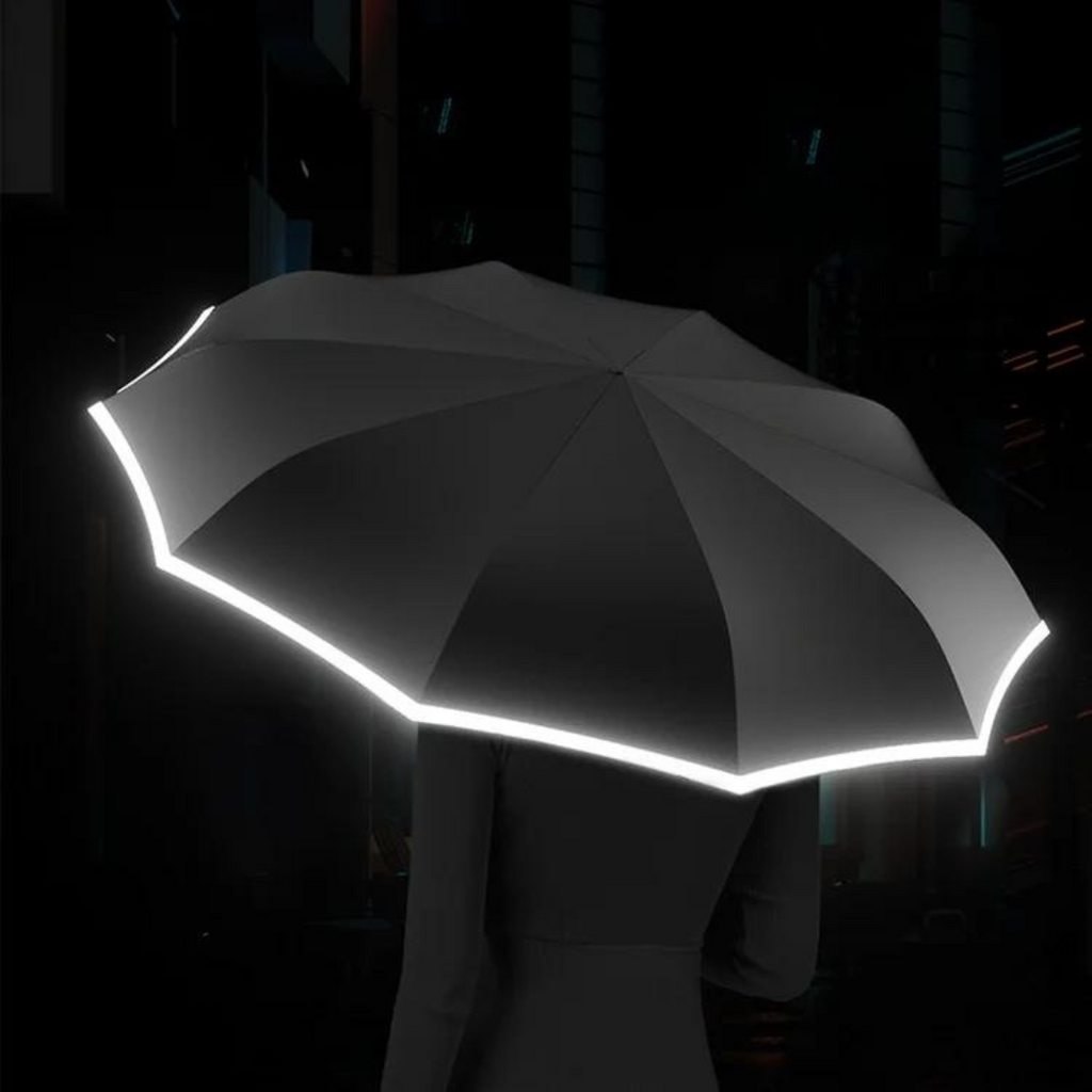NOUVEAU RICHE Ultra windfester Regenschirm – Sturmfester Schirm mit reflektierenden Details, kompakt, 4 Farben