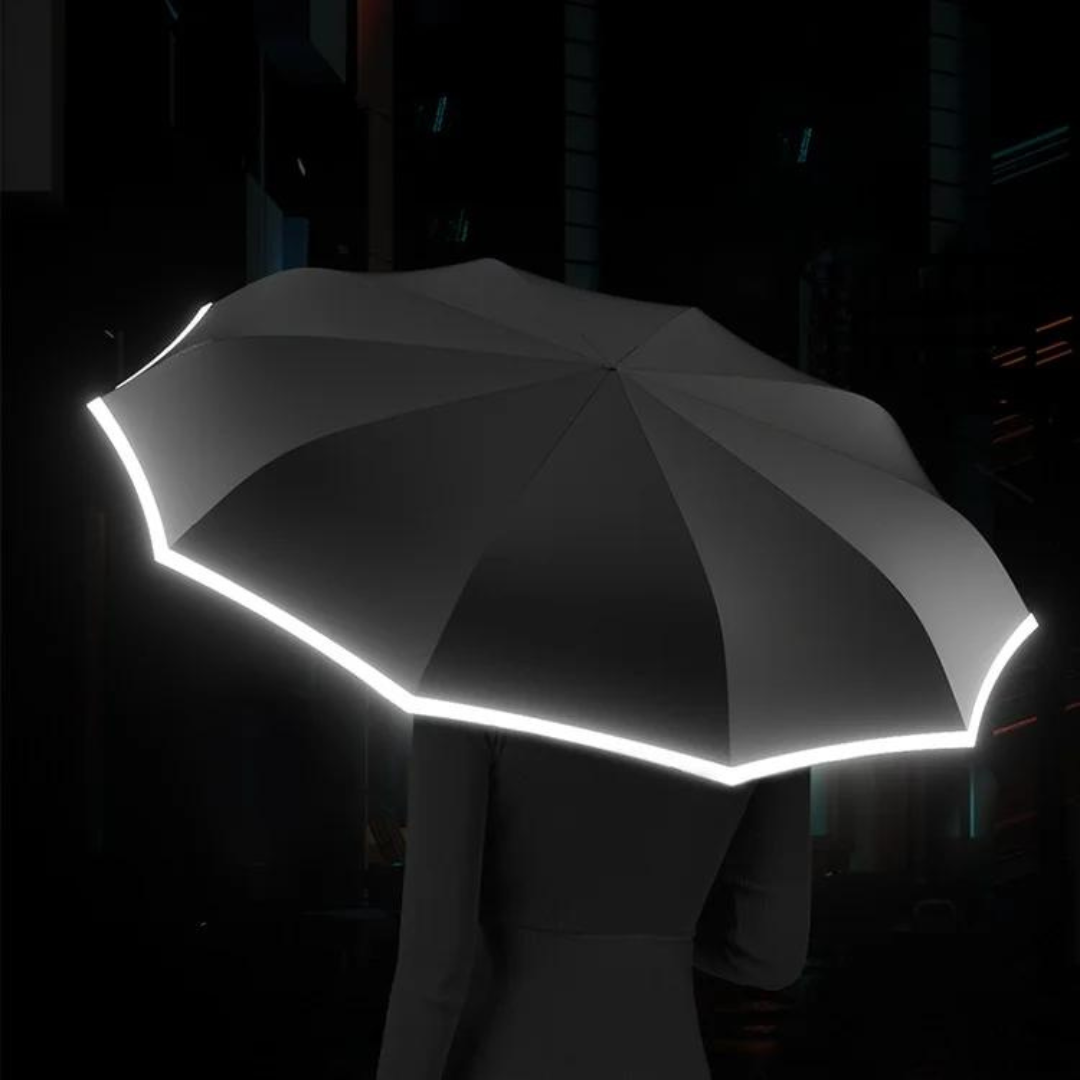 NOUVEAU RICHE Ultra windfester Regenschirm – Sturmfester Schirm mit reflektierenden Details, kompakt, 4 Farben