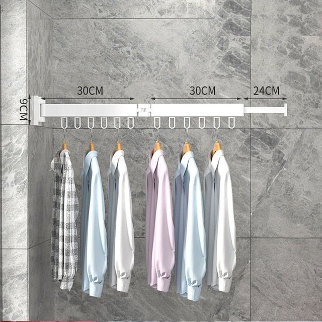 NOUVEAU RICHE Ausziehbarer Wäschetrockner – Klappbare Wand-Wäscheleine für Balkon & Badezimmer, 1 bis 3 Stangen, Schwarz oder Weiss Weiss 2 Stangen