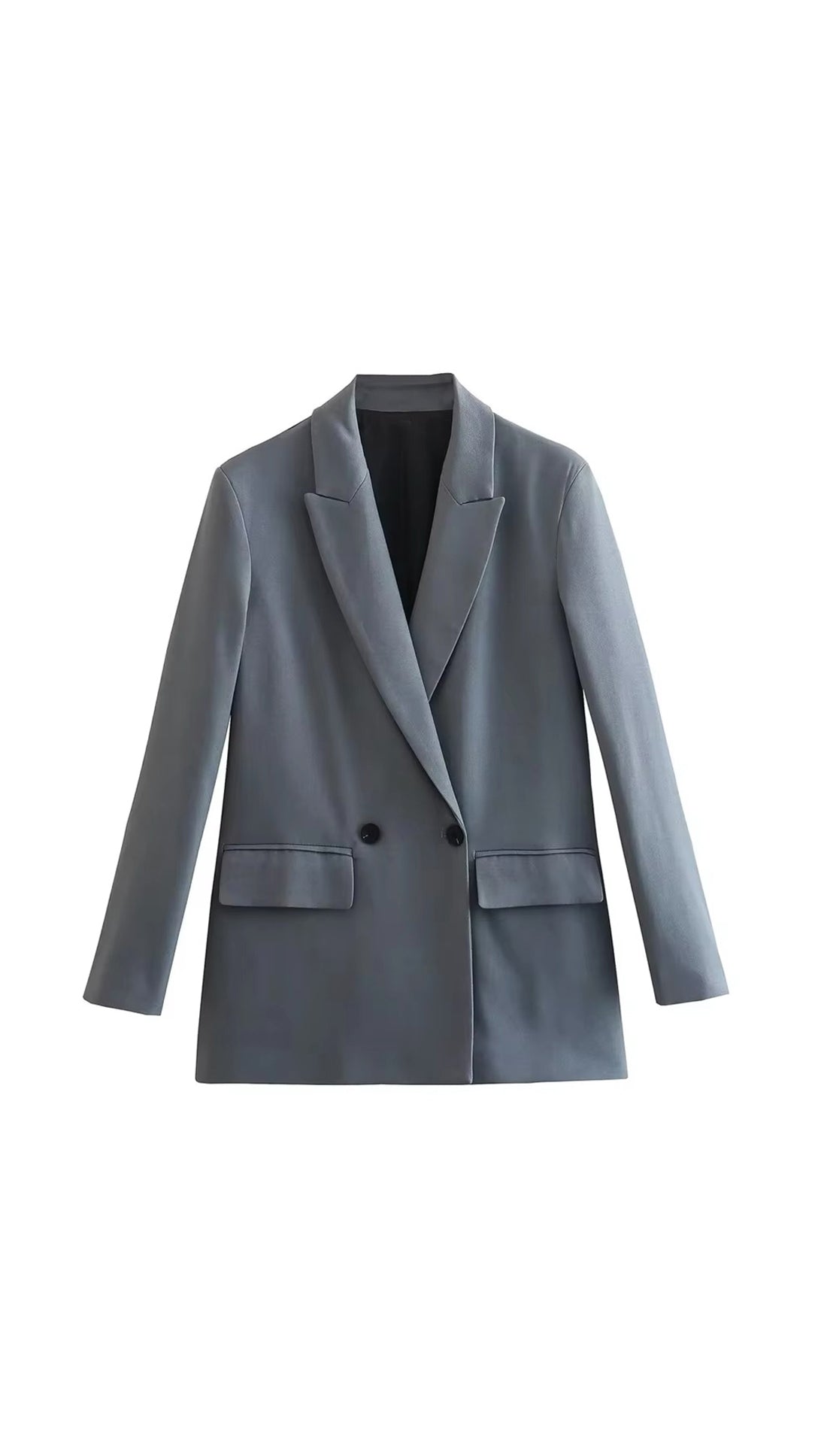 NOUVEAU RICHE Blazer Langgeschnittener Tailliert Grau Schwarz Klarer Stil - Winterjacke - Wintermäntel Damen