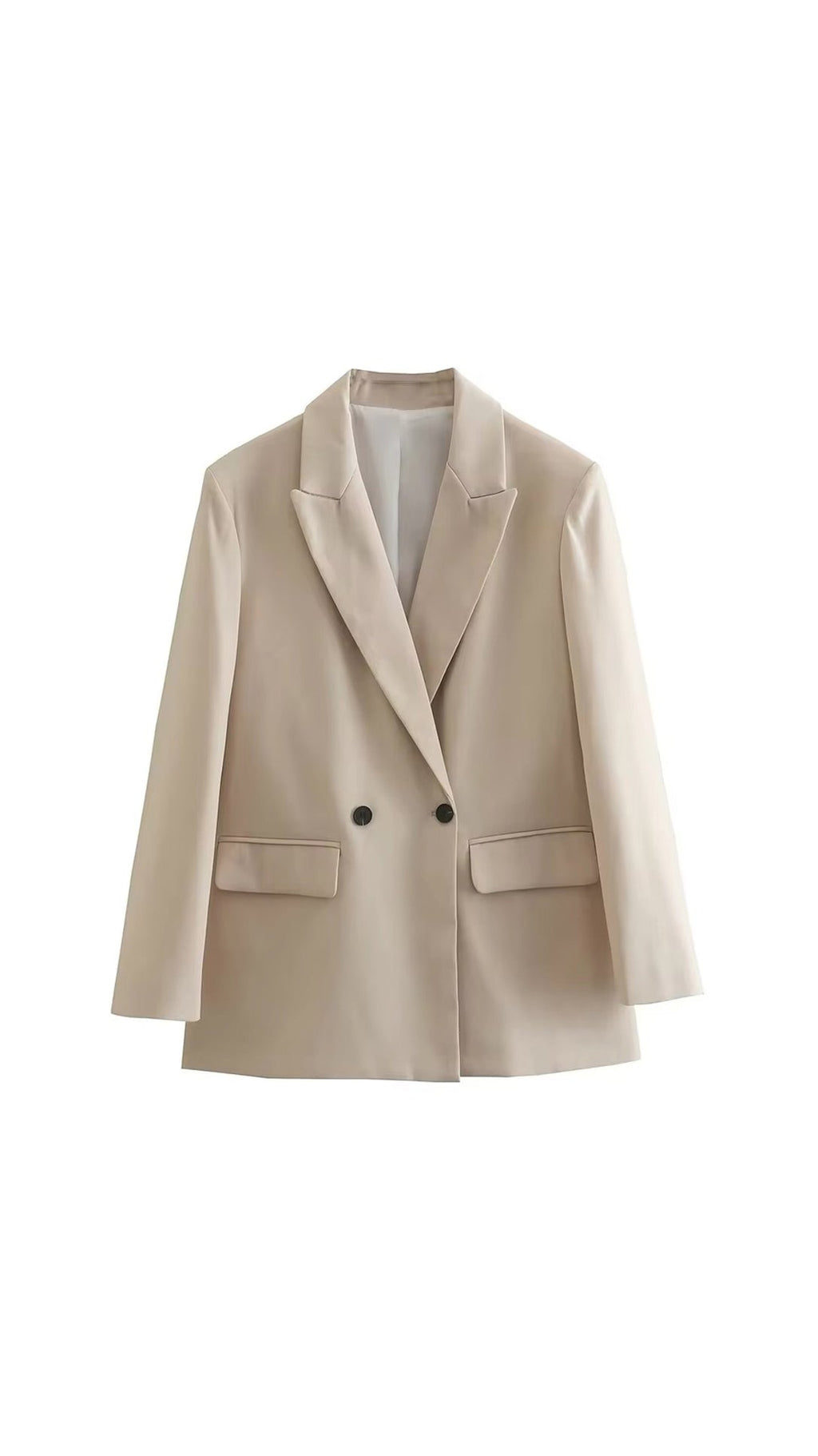 NOUVEAU RICHE Blazer Langgeschnittener Tailliert Grau Schwarz Klarer Stil - Winterjacke - Wintermäntel Damen