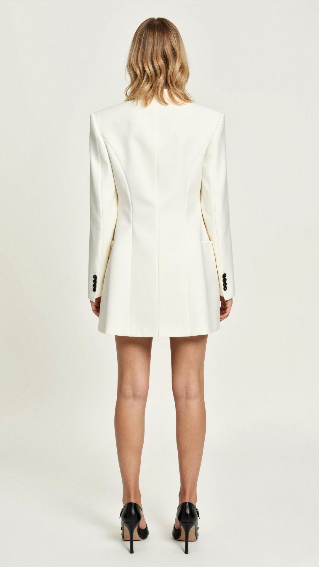 Blazer dress with asymmetrical closure and mini length - winter jacket - women's winter coats