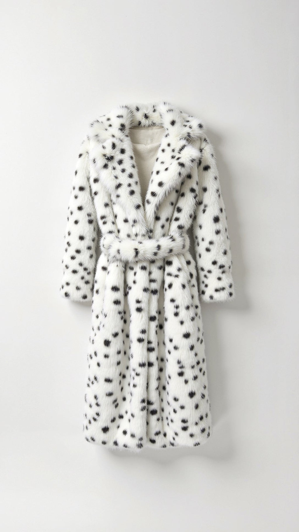 NOUVEAU RICHE Kunstfelljacke Schneeleopardenmuster Übergroßer Kragen Lange - Winterjacke - Wintermäntel Damen