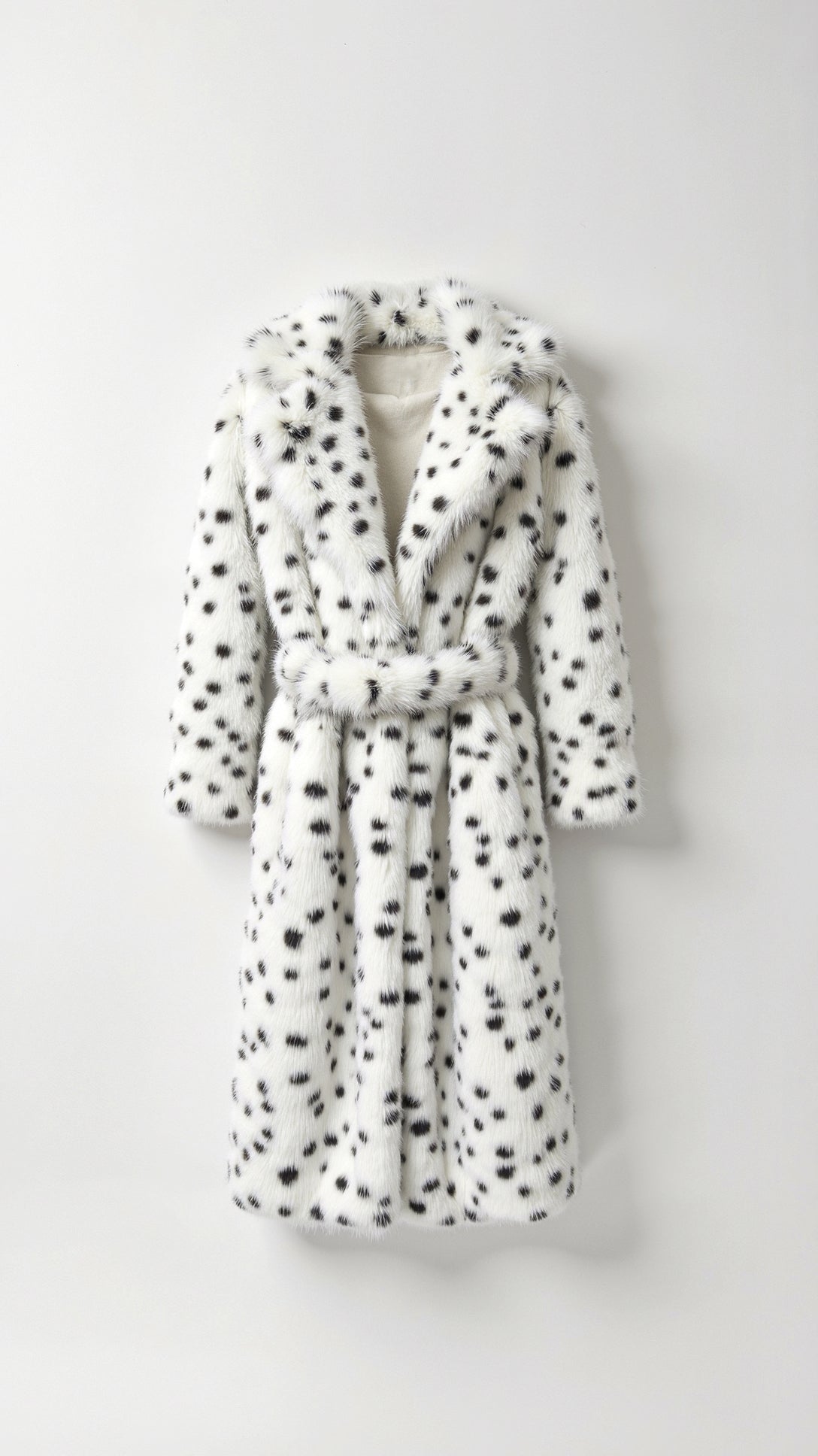 NOUVEAU RICHE Kunstfelljacke Schneeleopardenmuster Übergroßer Kragen Lange - Winterjacke - Wintermäntel Damen