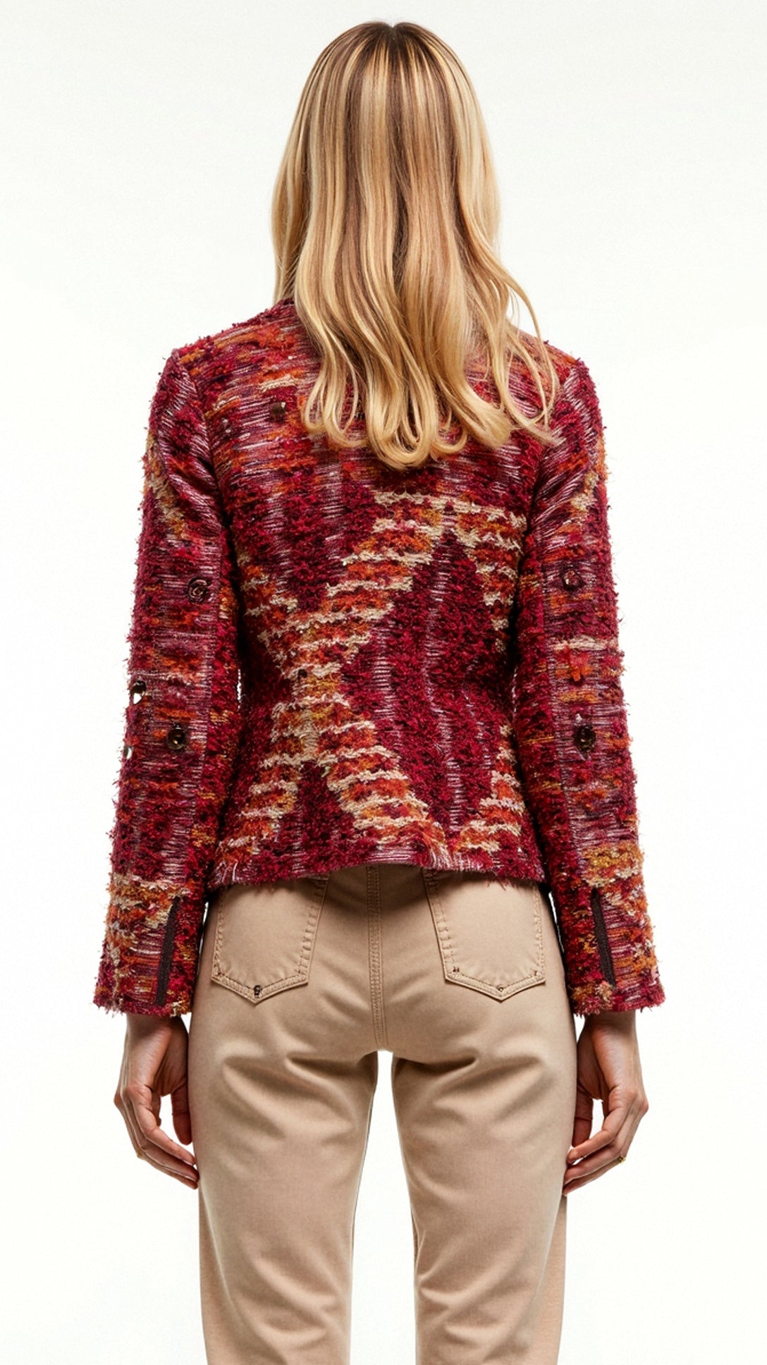 NOUVEAU RICHE Gestrickter Cardigan Bouclé Mélange mit Goldknöpfen - Winterjacke - Wintermäntel Damen