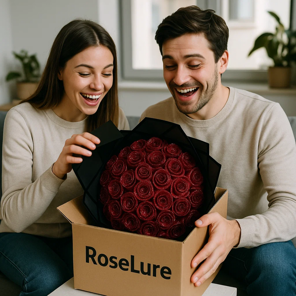 NOUVEAU RICHE Konservierte Rosen – Haltbare Rosen in Geschenkbox, Ewige Rosen Blau oder Rot, 30 oder 50 Stück – RoseLure