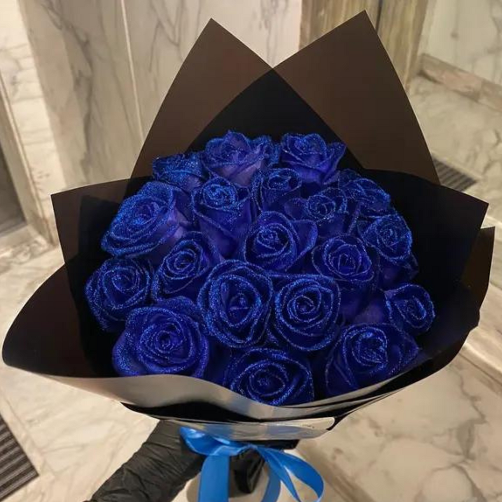 NOUVEAU RICHE Konservierte Rosen – Haltbare Rosen in Geschenkbox, Ewige Rosen Blau oder Rot, 30 oder 50 Stück – RoseLure Blau
