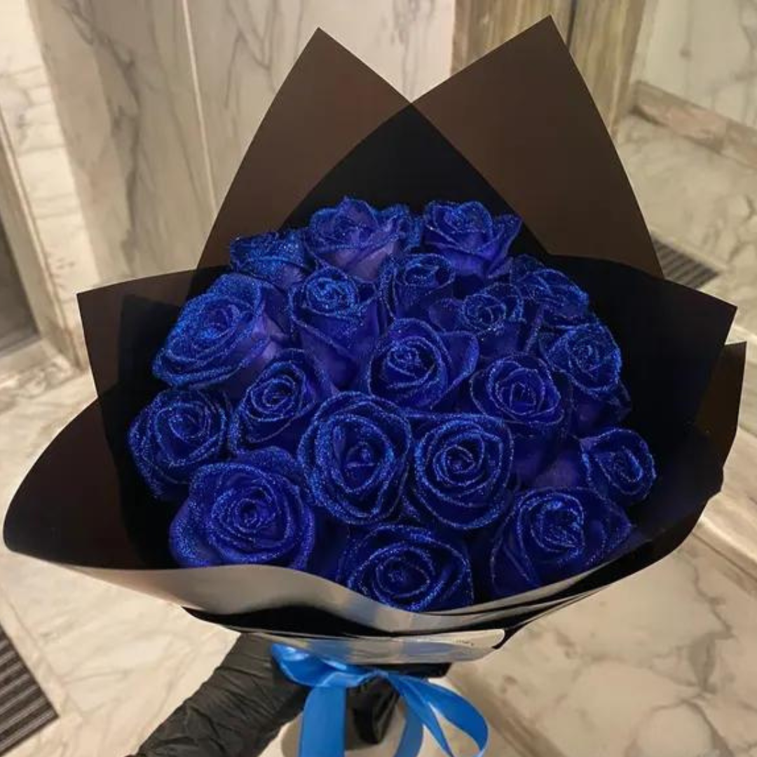 NOUVEAU RICHE Konservierte Rosen – Haltbare Rosen in Geschenkbox, Ewige Rosen Blau oder Rot, 30 oder 50 Stück – RoseLure Blau