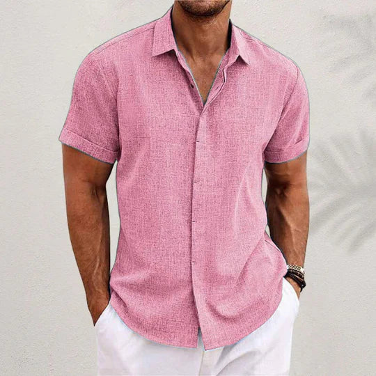 NOUVEAU RICHE Button Up Hemd Leicht Sommerlich Bequem Für Herren Rosa