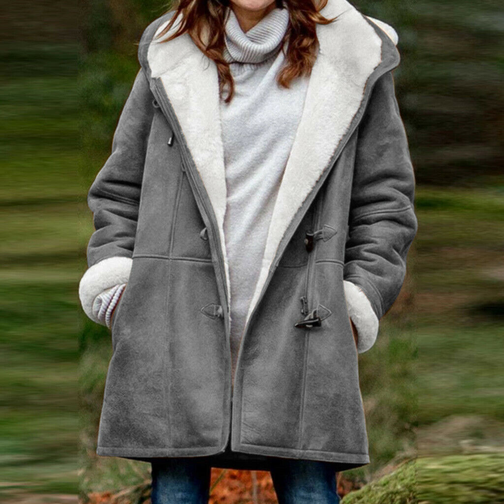 NOUVEAU RICHE Winterjacke Wasserdichte Sherpa Futter Outdoor Stil - Winterjacke - Wintermäntel Damen Grau