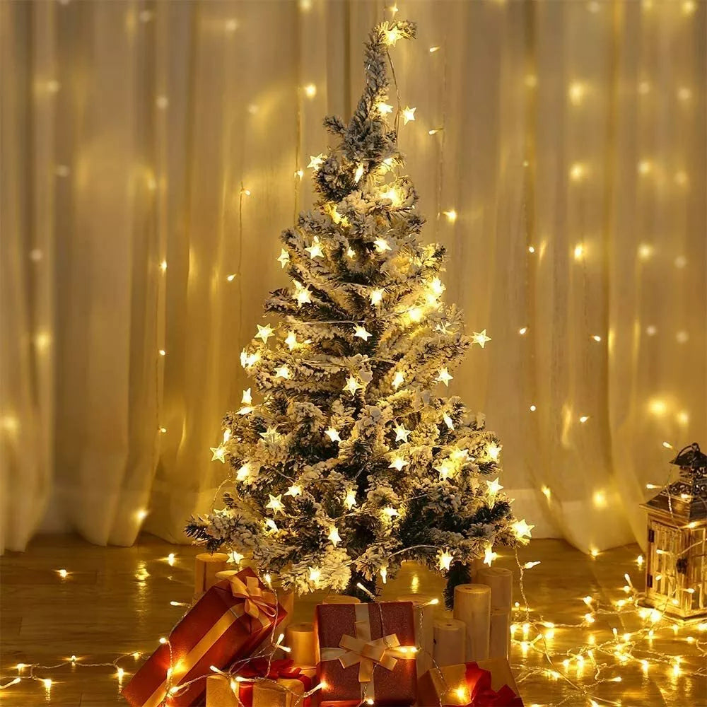 NOUVEAU RICHE Wasserdichte Weihnachtsbeleuchtung – Batteriebetriebene LED-Lichter für Innen & Aussen, Weihnachtsbaum, Terrasse & Garten – AquaGlow