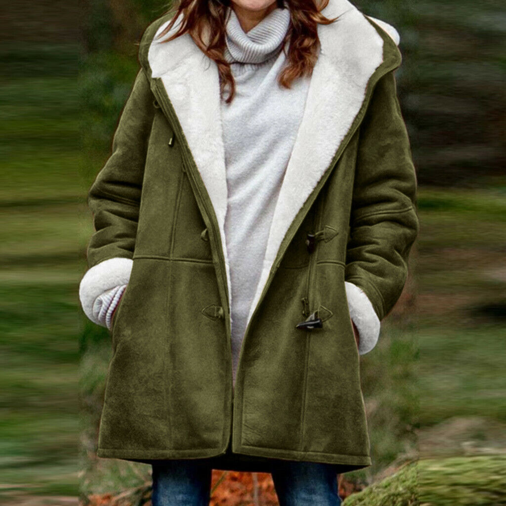 NOUVEAU RICHE Winterjacke Wasserdichte Sherpa Futter Outdoor Stil - Winterjacke - Wintermäntel Damen Armeegrün