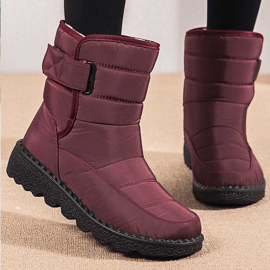 NOUVEAU RICHE Schneestiefel Damen Wasserfest Rutschfest Warm Gefüttert ROT