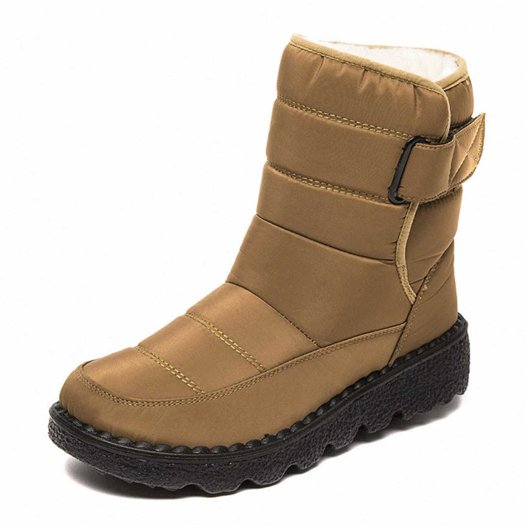 NOUVEAU RICHE Schneestiefel Damen Wasserfest Rutschfest Warm Gefüttert Khaki