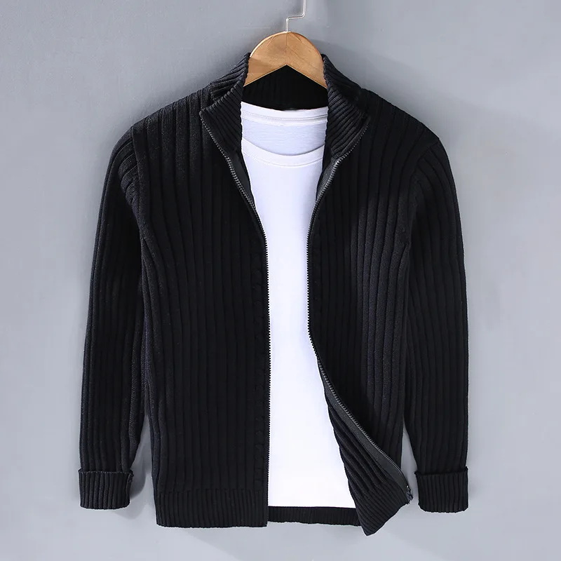 NOUVEAU RICHE Männer Rollkragenjacke Shetlandwolle Offenen Nähten Schwarz