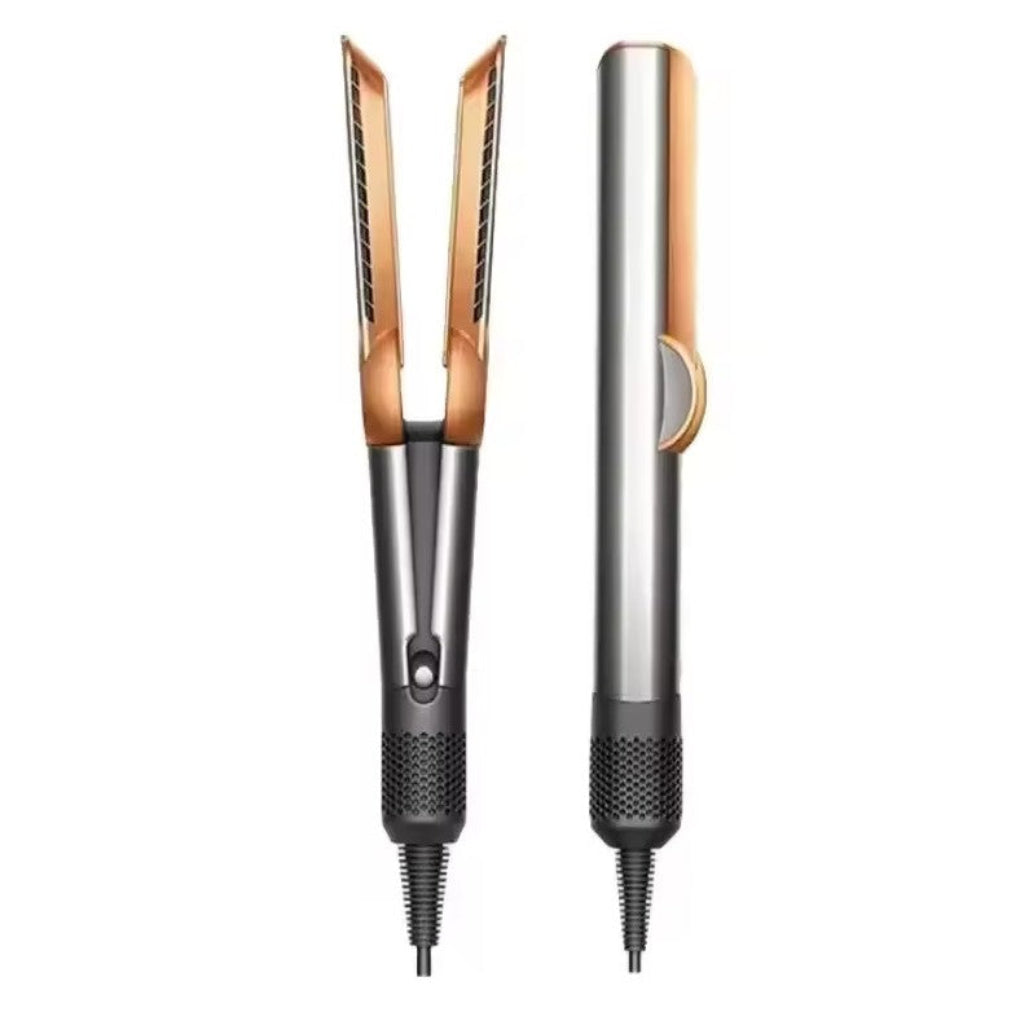 NOUVEAU RICHE 2-in-1 Haartrockner und Glätteisen – Keramik-Turmalin Föhn & Glätter, 1200W, Einstellbare Hitze, Dual Voltage – Elenara Gold-Grau