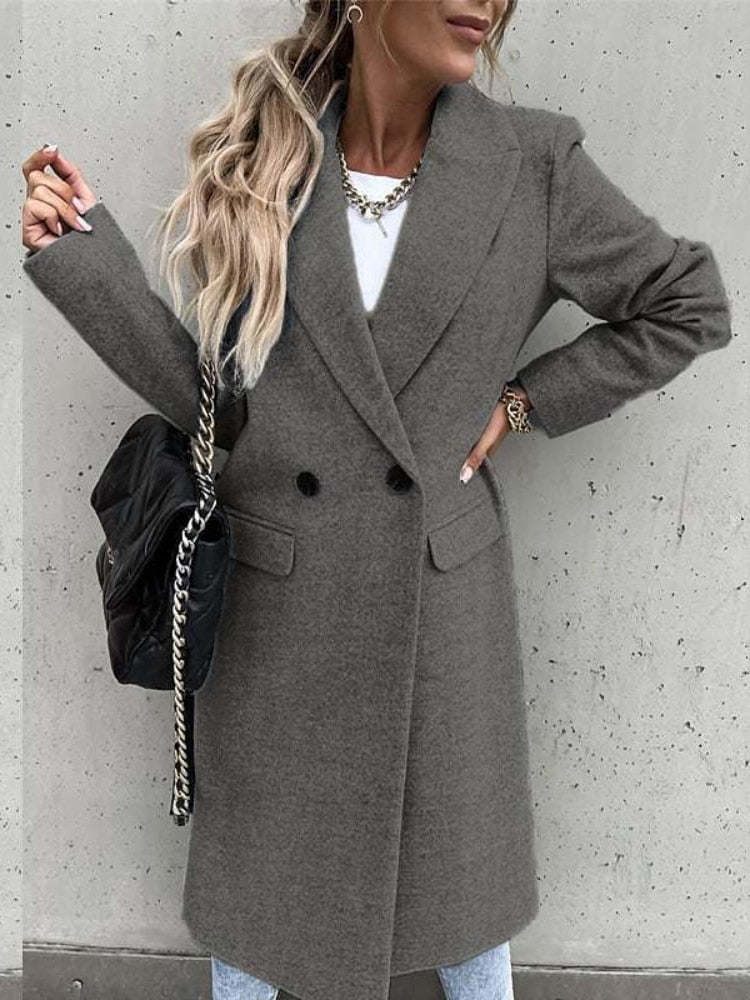 NOUVEAU RICHE Wintermantel Dunkelblau Gefüttert Wasserabweisend Größe M - Winterjacke - Wintermäntel Damen Grau