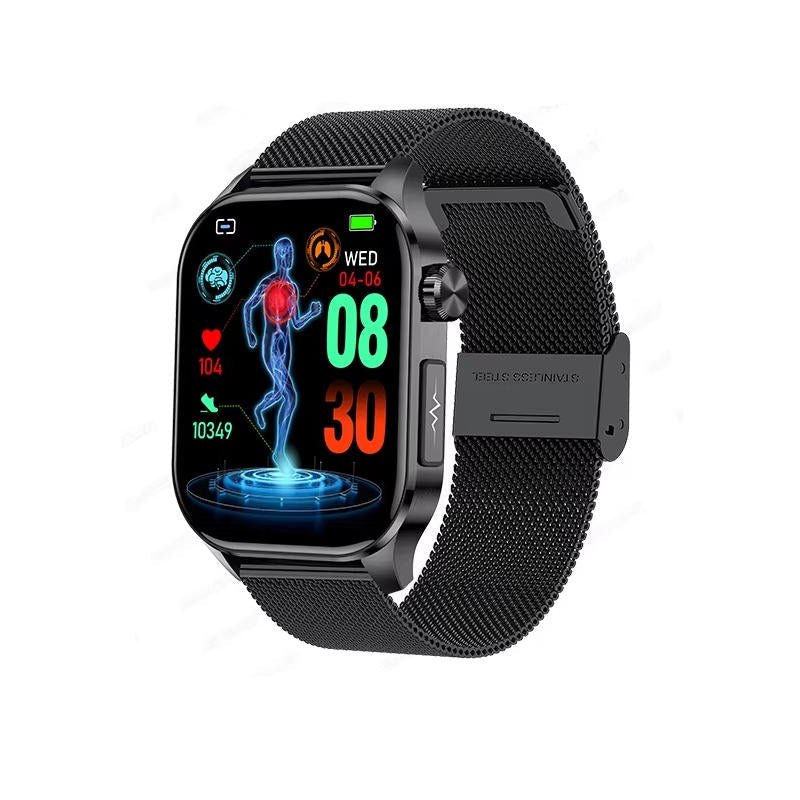 NOUVEAU RICHE Smartwatch für Senioren – Grosses 2,04" AMOLED Display, Bluetooth Telefonie, SOS-Taste, Puls- & Schlaftracking, 6 Armbänder