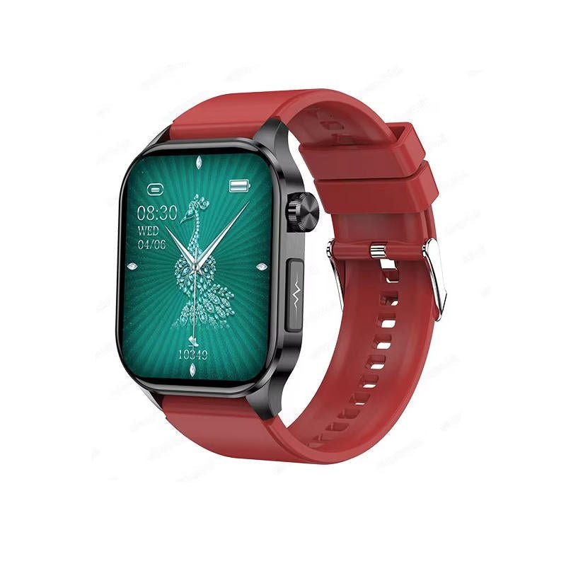 NOUVEAU RICHE Smartwatch für Senioren – Grosses 2,04" AMOLED Display, Bluetooth Telefonie, SOS-Taste, Puls- & Schlaftracking, 6 Armbänder Rot
