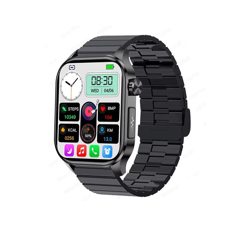 NOUVEAU RICHE Smartwatch für Senioren – Grosses 2,04" AMOLED Display, Bluetooth Telefonie, SOS-Taste, Puls- & Schlaftracking, 6 Armbänder