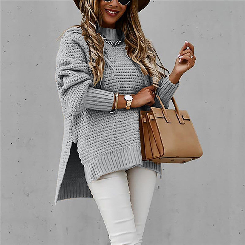 NOUVEAU RICHE Flōre | Damen Eleganter Pullover mit Stehkragen - Feinstrick Herbstpullover & Mock Neck