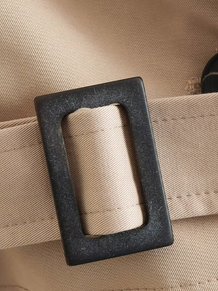 NOUVEAU RICHE Damen Beiger Cropped Trenchcoat Mit Doppelter Knopfleiste