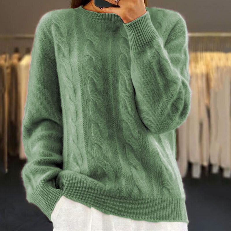 NOUVEAU RICHE Damen Strickpullover Warm Für Kalte Tage Herbst Winter Grün