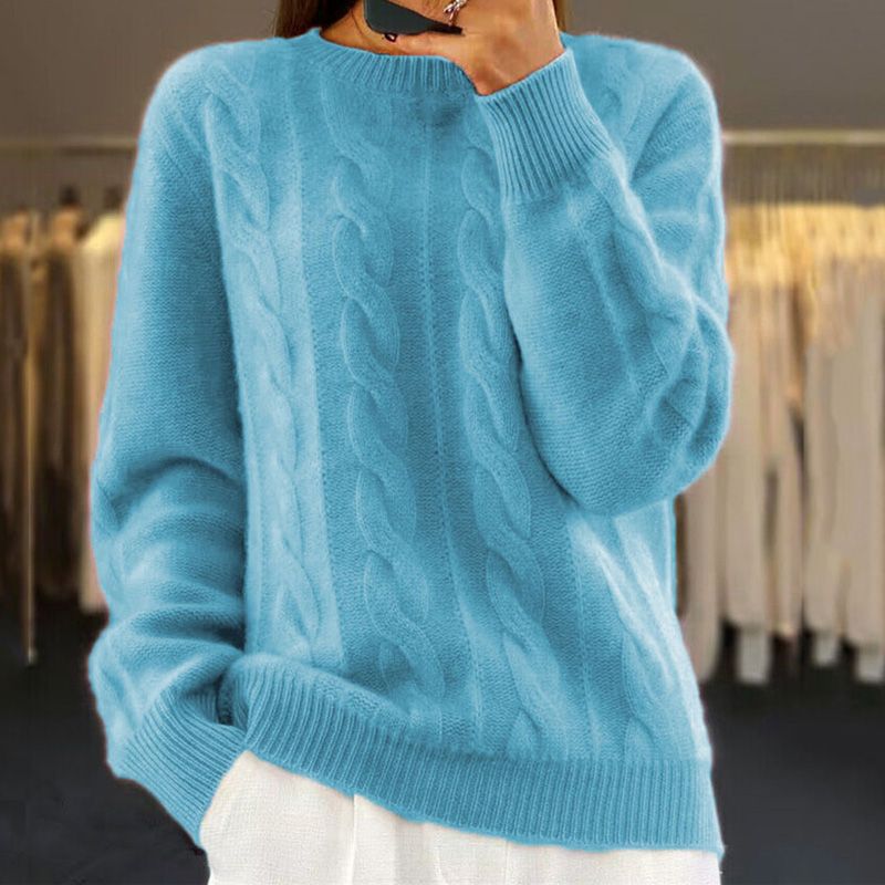 NOUVEAU RICHE Damen Strickpullover Warm Für Kalte Tage Herbst Winter Blau