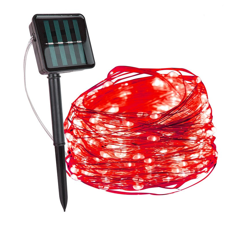 NOUVEAU RICHE Solar Lichterkette Aussen – Wasserdichte IP65 LED-Lichterkette für Garten & Balkon, 5 bis 30 m, 8 Lichtfarben – SoliGlow Rot